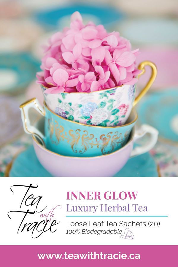 Front of Inner Glow Luxury Herbal Tea Loose Leaf Sachets Packaging