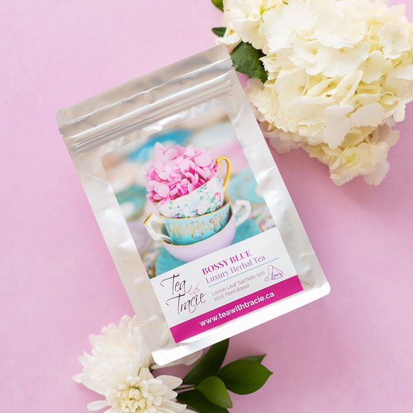 Bossy Blue herbal tea pouch by Tea with Tracie